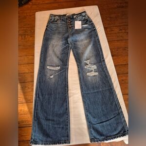 KanCan Distressed Wide Leg Jeans - Blue